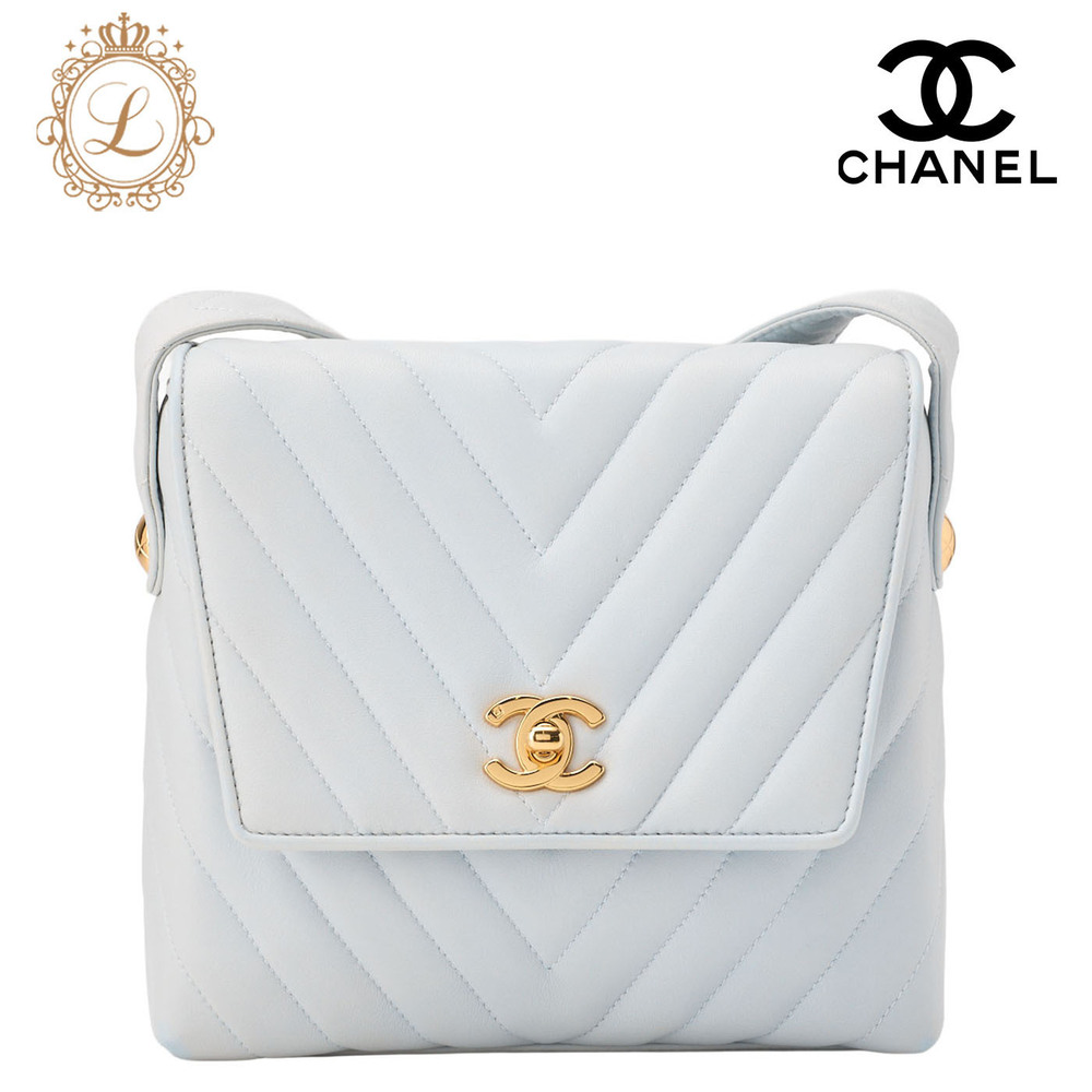 Chanel V stitch Coco Mark shoulder bag blue lambskin